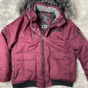 AwakndLand Parka Men’s Winter Jacket Size Large, Maroon
